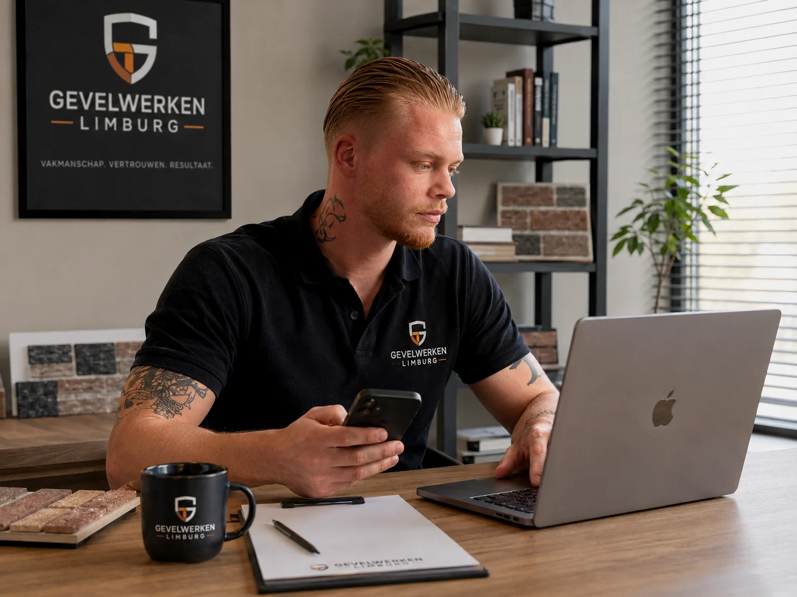 Marvin van Gevelwerken Limburg aan het werk